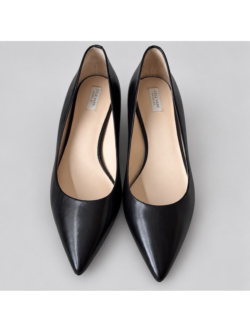 Cole Haan Grand.OS Women’s 9.5 B Black Leather Kitten Heel Pumps Preppy Boho